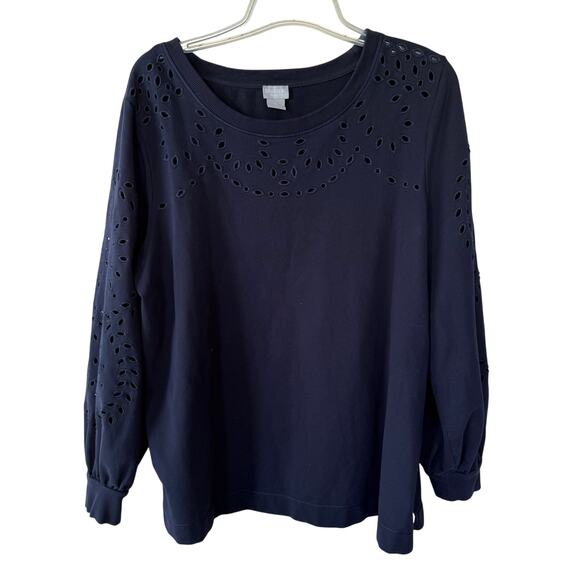 Chico’s size XL Eyelet cutout pullover sweater size XL No flaws - Picture 1 of 8